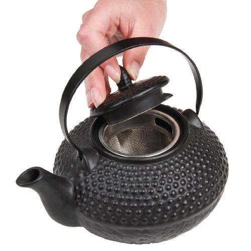 Oriental Hobnail Teapot Ceramic Black - 0.85Ltr 28oz