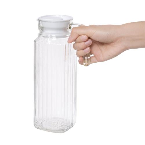 Olympia Ribbed Glass Jug with Lid - 1Ltr 33 4/5fl oz (Box 6)