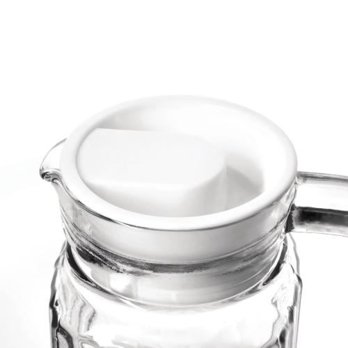 Olympia Ribbed Glass Jug with Lid - 1Ltr 33 4/5fl oz (Box 6)