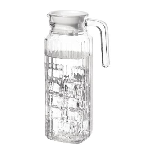 Olympia Ribbed Glass Jug with Lid - 1Ltr 33 4/5fl oz (Box 6)