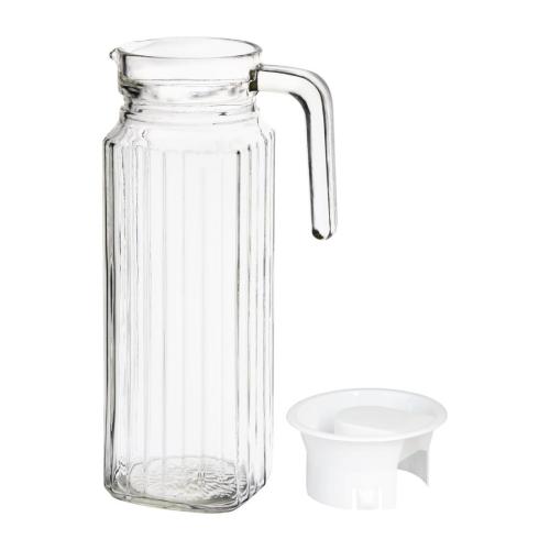 Olympia Ribbed Glass Jug with Lid - 1Ltr 33 4/5fl oz (Box 6)