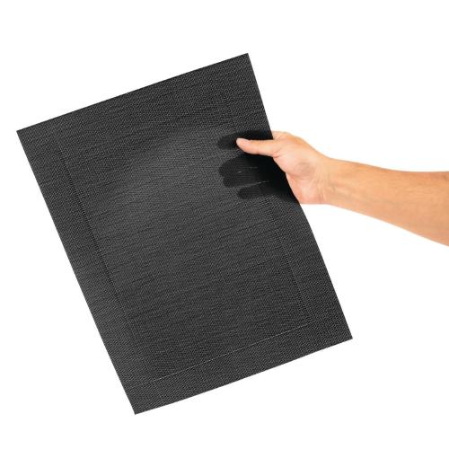 Woven Table Mat PVC Black - 300x400mm (Pack 4)