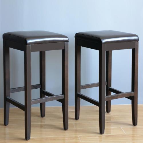 Bolero Faux Leather High Bar Stool Dark Brown (Pack 2)