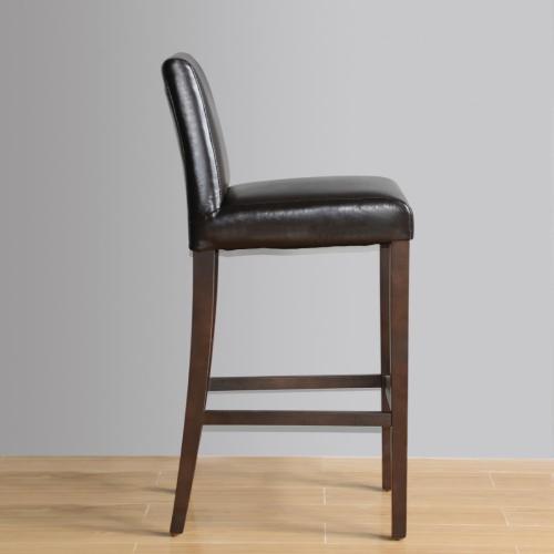 Bolero Faux Leather High Bar Stool with Full Back Dark Brown