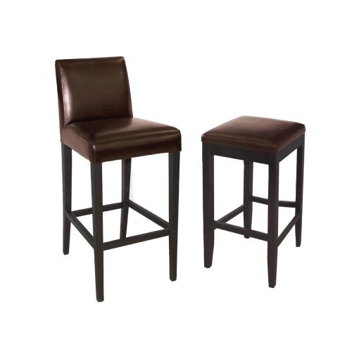 Bolero Faux Leather High Bar Stool with Full Back Dark Brown
