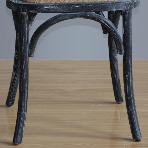 Bolero Wooden Dining Chair with Cross Backrest Black Wash Finish (Box 2)