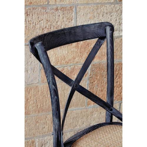 Bolero Wooden Dining Chair with Cross Backrest Black Wash Finish (Box 2)
