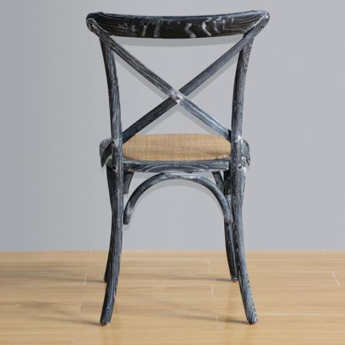 Bolero Wooden Dining Chair with Cross Backrest Black Wash Finish (Box 2)