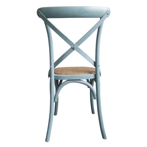 Bolero Wooden Dining Chair with Cross Backrest Antique Blue Wash (Box 2)