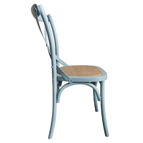Bolero Wooden Dining Chair with Cross Backrest Antique Blue Wash (Box 2)