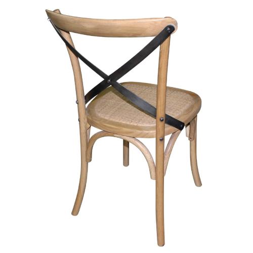 Bolero Wooden Dining Chair with Metal Cross Backrest Natural Finish (Box 2)