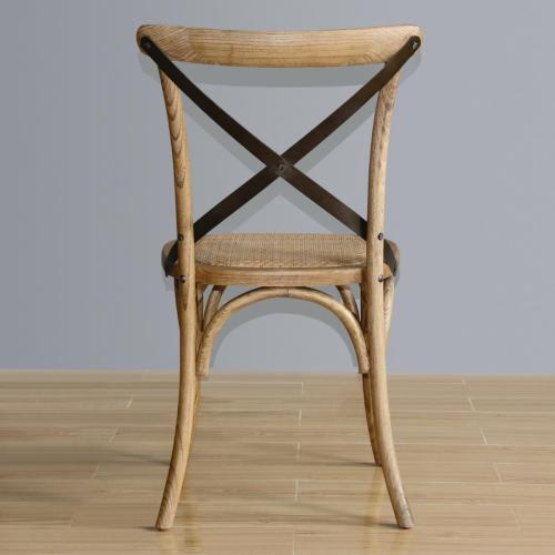 Bolero Wooden Dining Chair with Metal Cross Backrest Natural Finish (Box 2)