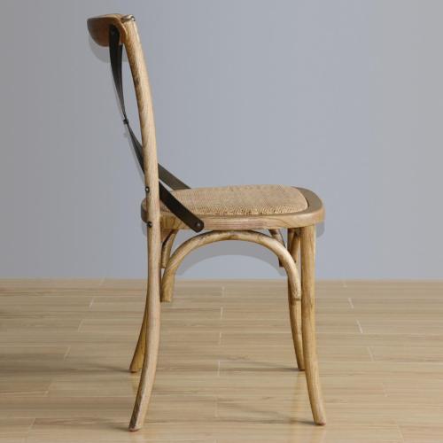 Bolero Wooden Dining Chair with Metal Cross Backrest Natural Finish (Box 2)
