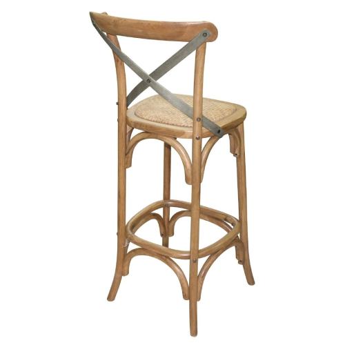 Bolero Wooden Barstool with Metal Cross Backrest Natural (Single)