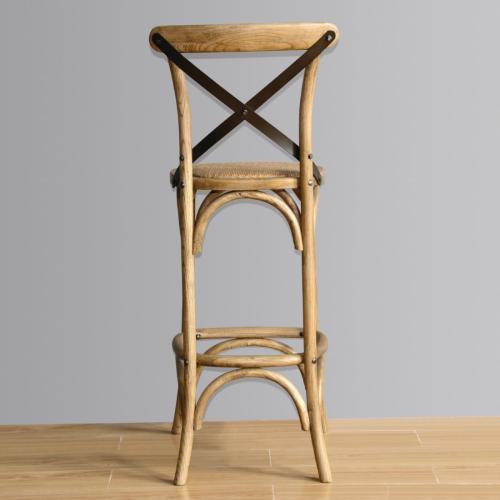 Bolero Wooden Barstool with Metal Cross Backrest Natural (Single)
