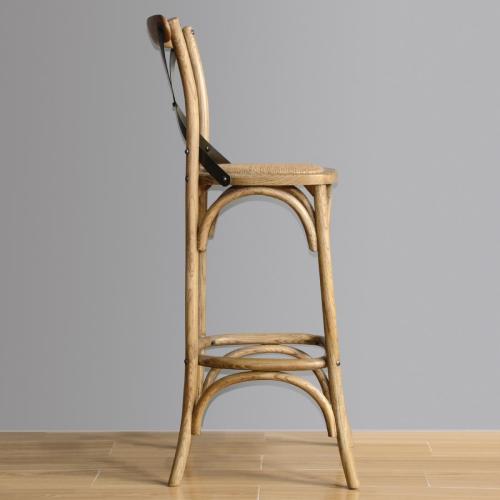 Bolero Wooden Barstool with Metal Cross Backrest Natural (Single)