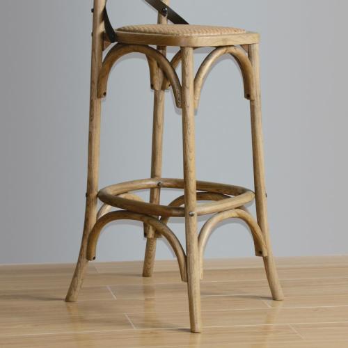 Bolero Wooden Barstool with Metal Cross Backrest Natural (Single)