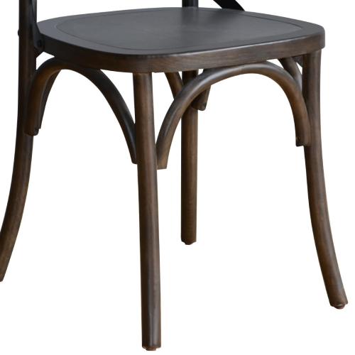 Bolero Wooden Dining Chair with Metal Cross Backrest Walnut Finish (Pack 2)