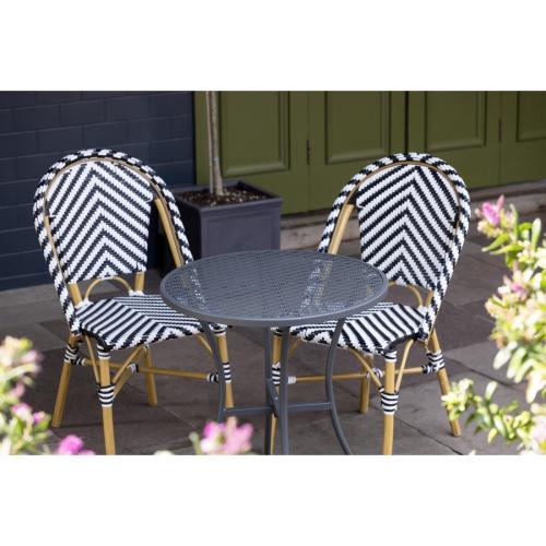Bolero Grey Steel Patterned Bistro Table Round - 600mm