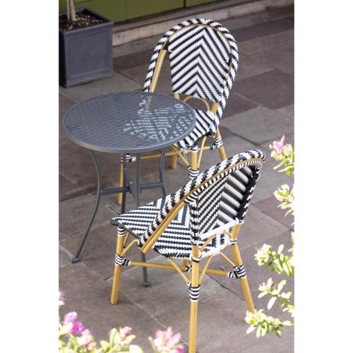 Bolero Grey Steel Patterned Bistro Table Round - 600mm