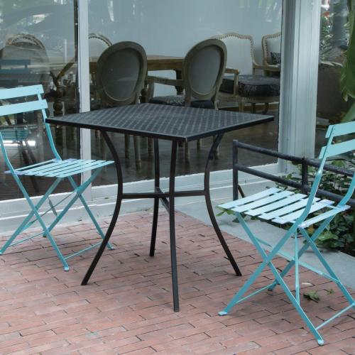 Bolero Black Steel Patterned Bistro Table Square - 700mm