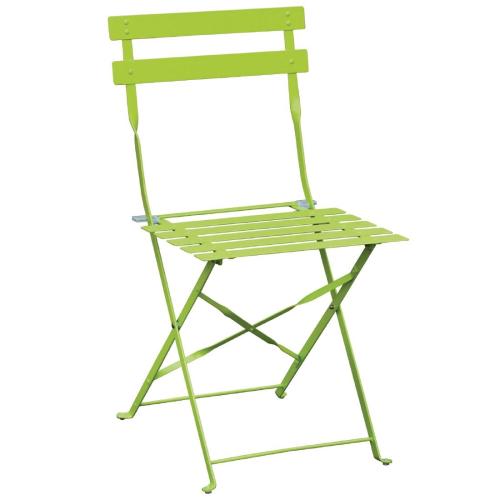 Bolero Lime Green Pavement Style Steel Chairs (Pack 2)