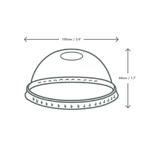 Vegware 96series Domed Cold Cup Lid w/Straw Hole for 9/12/16oz Cold Cup(Box1000)