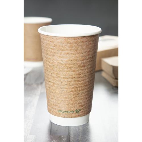 Vegware Hot Cup Kraft Double Wall - 16oz (Box 400)