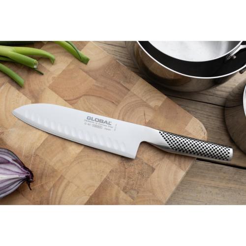 Global G-80 Santoku Fluted Knife - 18cm 7"
