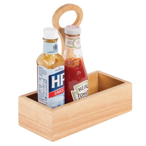 Olympia Wooden Condiment Bucket with Handle - 240x230x100mm 9 1/2x 9x 4"