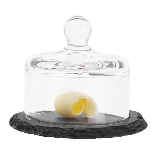 APS Slate Tray with Glass Cloche - 105mm 4"