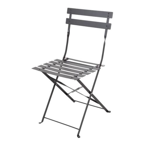 Bolero Perth Black Pavement Style Steel Folding Chairs (Pack 2)
