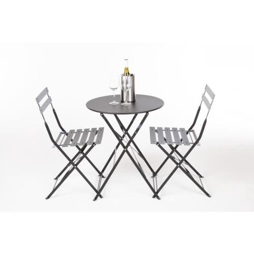 Bolero Perth Black Pavement Style Steel Folding Chairs (Pack 2)