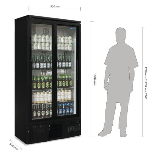 Polar G-Series Upright Back Bar Cooler with Sliding Doors - 490Ltr