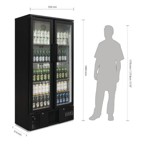 Polar G-Series Upright Back Bar Cooler with Hinged Doors - 490Ltr
