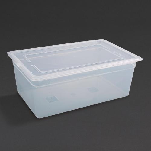 Vogue Polypropylene Container with Lid - GN 1/1 200mm 25 5/8Ltr (Pack 2)
