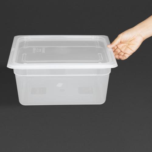 Vogue Polypropylene GN Container 1/2 with Lid - 150mm 8 9/10Ltr (Pack 4)