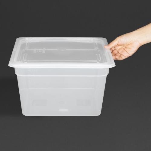 Vogue Polypropylene GN Container 1/2 with Lid - 200mm 11 3/4Ltr (Pack 4)