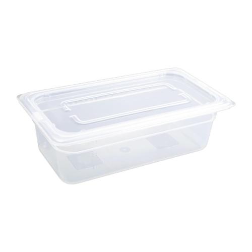 Vogue Polypropylene GN Container 1/3 with Lid - 100mm 3 5/8Ltr (Pack 4)