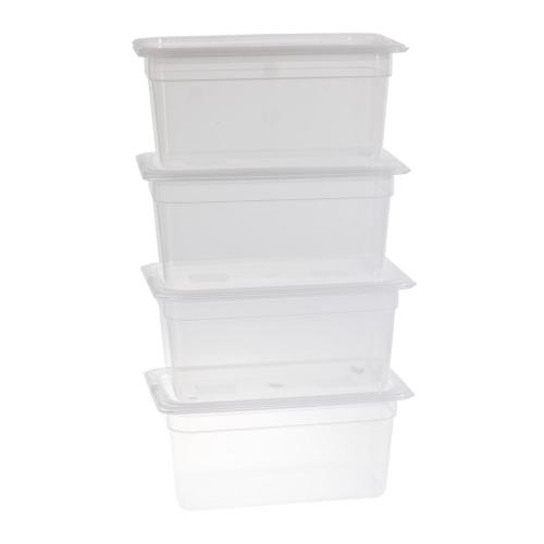 Vogue Polypropylene GN Container 1/3 with Lid - 150mm 5 1/3Ltr (Pack 4)