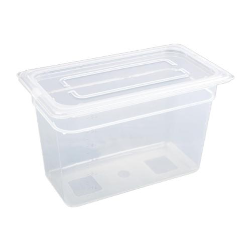 Vogue Polypropylene GN Container 1/3 with Lid - 200mm 6 9/10Ltr (Pack 4)