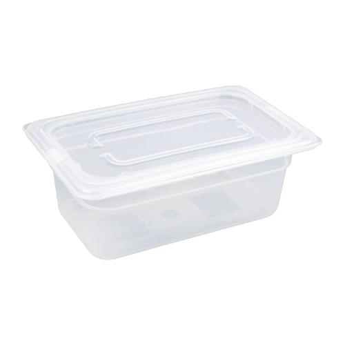Vogue Polypropylene GN Container 1/4 with Lid - 100mm 2 1/2Ltr (Pack 4)