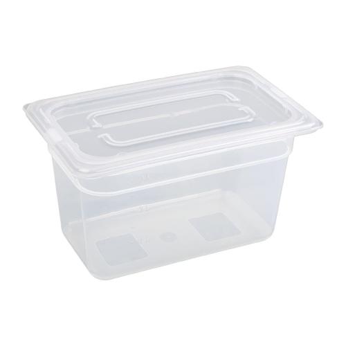 Vogue Polypropylene GN Container 1/4 with Lid - 150mm 3 3/4Ltr (Pack 4)