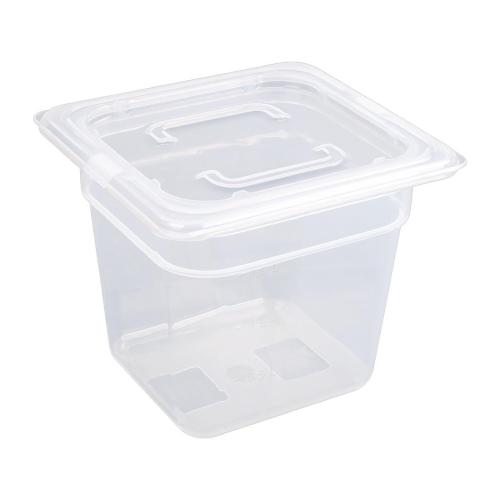 Vogue Polypropylene GN Container 1/6 with Lid - 150mm 2 1/5Ltr (Pack 4)