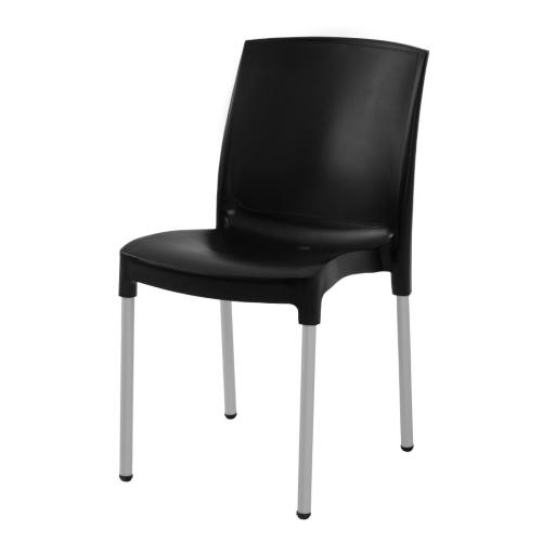 Bistro Side Chair Black PP & Aluminium (Pack 4)