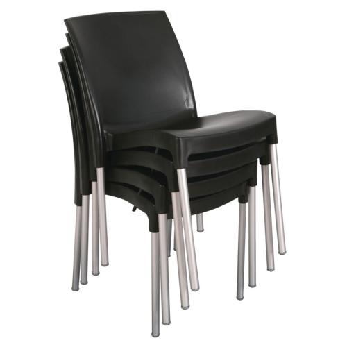 Bistro Side Chair Black PP & Aluminium (Pack 4)