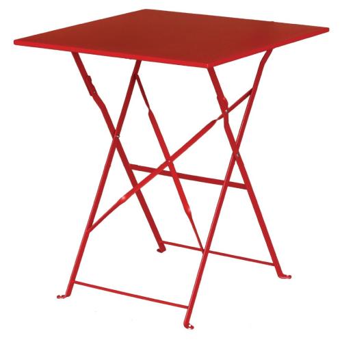 Bolero Pavement Style Steel Table Square Red - 600mm