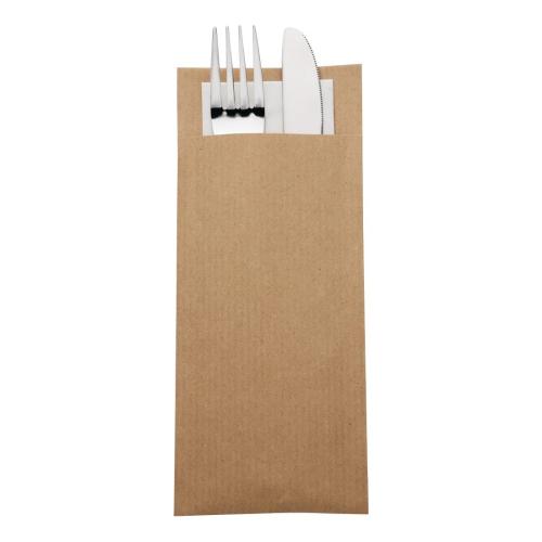 Europochette Brown Cutlery Pouch with White Napkin (Box 600)