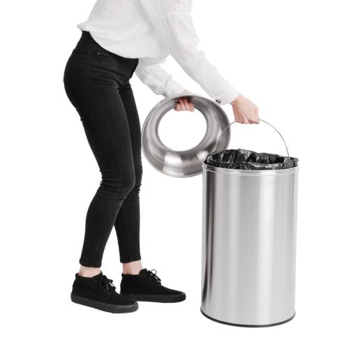 Bolero Bullet Bin with Open Lid St/St - 40Ltr