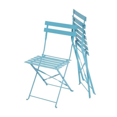 Bolero Perth Blue Pavement Style Steel Folding Chairs (Pack 2)